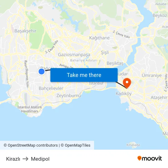 Kirazlı to Medipol map