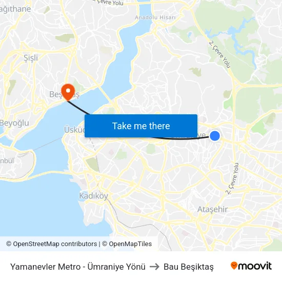 Yamanevler Metro - Ümraniye Yönü to Bau Beşiktaş map