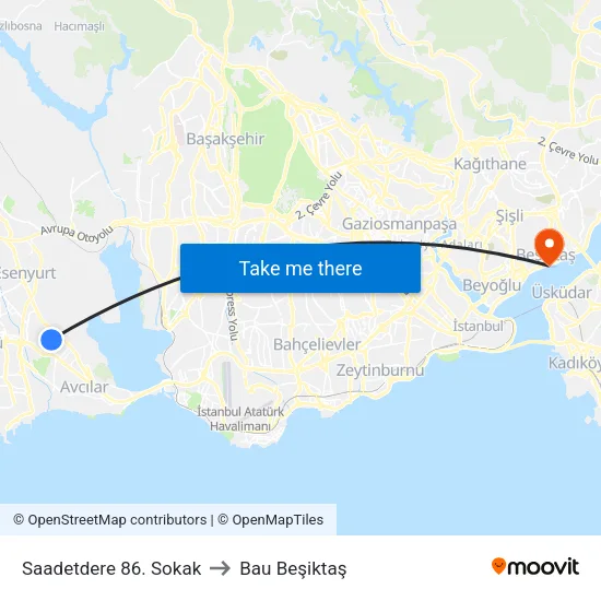 Saadetdere 86. Sokak to Bau Beşiktaş map