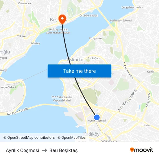 Ayrılık Çeşmesi to Bau Beşiktaş map