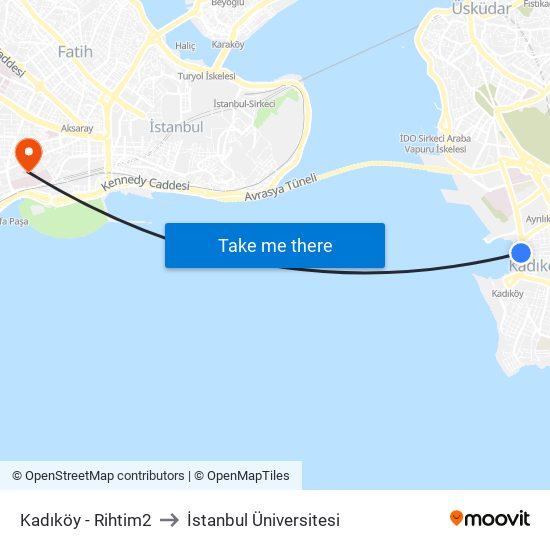 Kadıköy - Rihtim2 to İstanbul Üniversitesi map