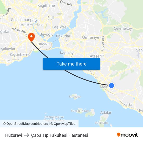 Huzurevi to Çapa Tıp Fakültesi Hastanesi map