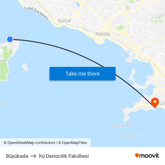 Büyükada to İtü Denizcilik Fakültesi map