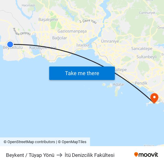 Beykent / Tüyap Yönü to İtü Denizcilik Fakültesi map