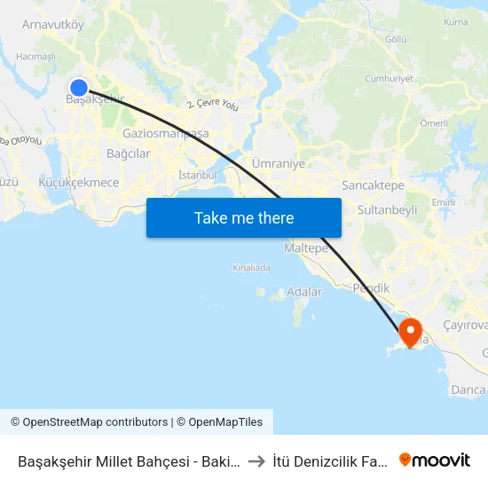 Başakşehir Millet Bahçesi - Bakırköy Yönü to İtü Denizcilik Fakültesi map