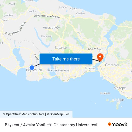 Beykent / Avcılar Yönü to Galatasaray Üniversitesi map