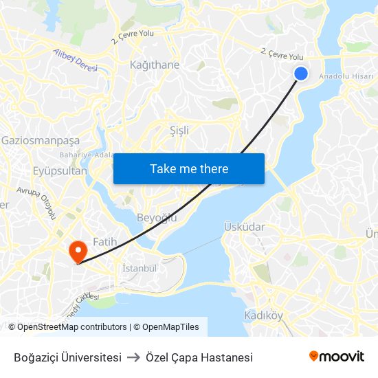 Boğaziçi Üniversitesi to Özel Çapa Hastanesi map