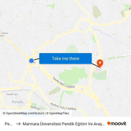 Pendik to Marmara Üniversitesi Pendik Eğitim Ve Araştırma Hastanesi map