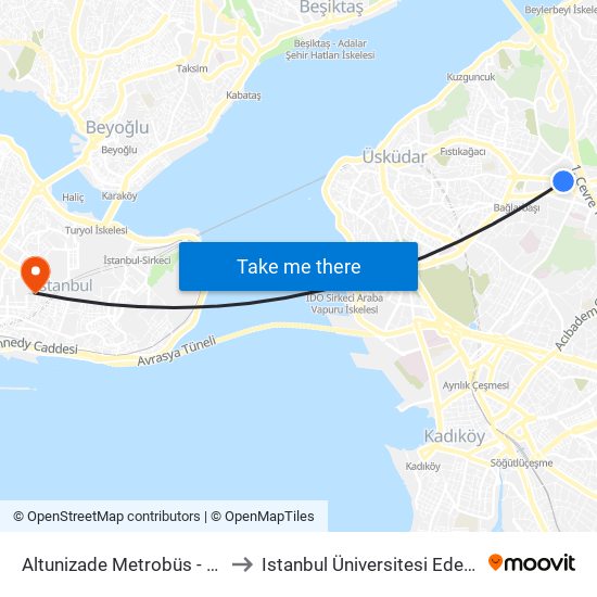 Altunizade Metrobüs - Üsküdar Yönü to Istanbul Üniversitesi Edebiyat Fakültesi map