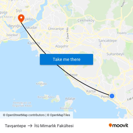 Tavşantepe to İtü Mimarlık Fakültesi map