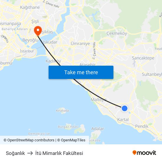 Soğanlık to İtü Mimarlık Fakültesi map