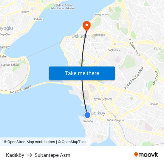 Kadıköy to Sultantepe Asm map