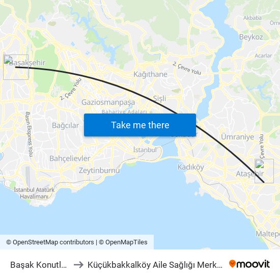 Başak Konutları to Küçükbakkalköy Aile Sağlığı Merkezi map