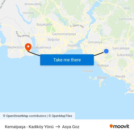 Kemalpaşa - Kadiköy Yönü to Asya Goz map