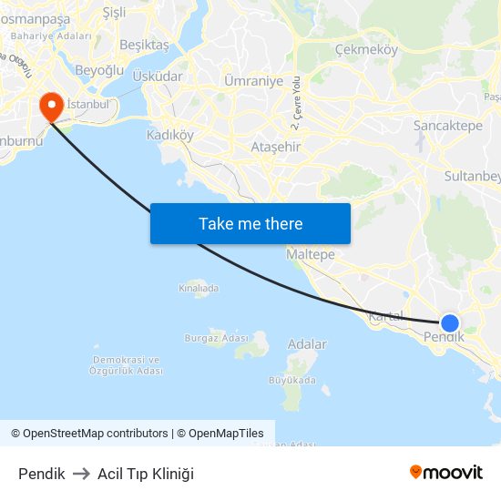 Pendik to Acil Tıp Kliniği map