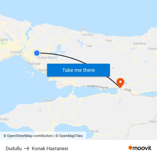 Dudullu to Konak Hastanesi map