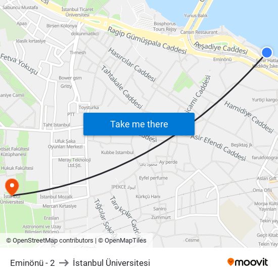 Eminönü - 2 to İstanbul Üniversitesi map