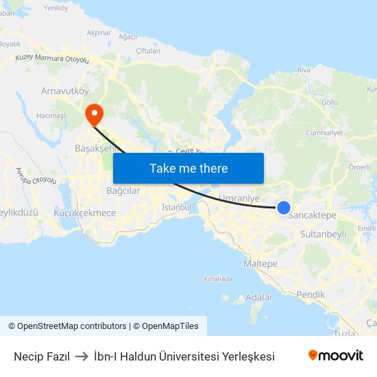 Necip Fazıl to İbn-I Haldun Üniversitesi Yerleşkesi map