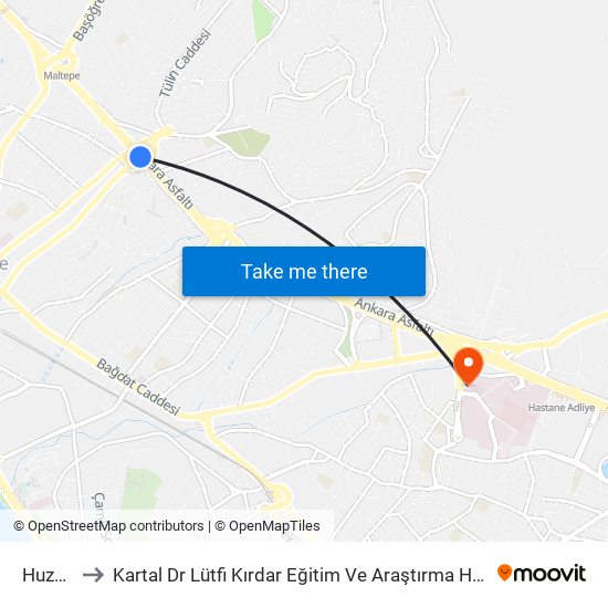 Huzurevi to Kartal Dr Lütfi Kırdar Eğitim Ve Araştırma Hastane Poliklinikleri map