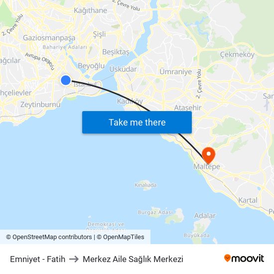 Emniyet - Fatih to Merkez Aile Sağlık Merkezi map