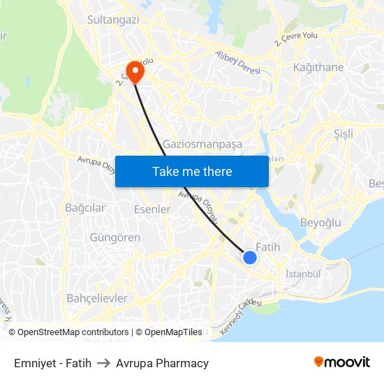 Emniyet - Fatih to Avrupa Pharmacy map