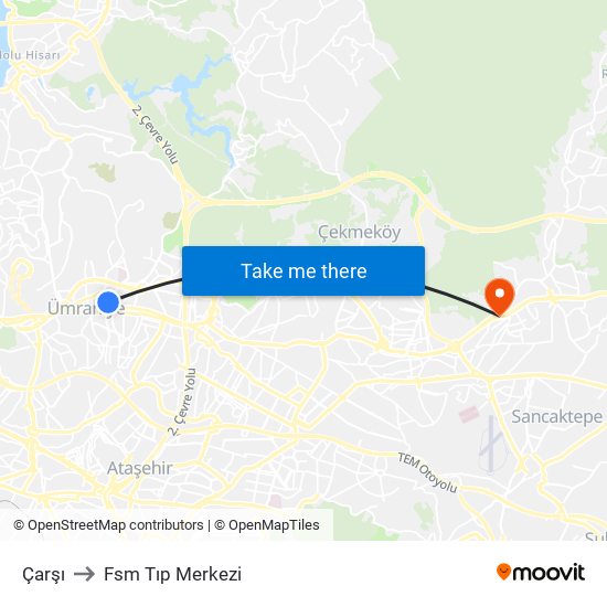 Çarşı to Fsm Tıp Merkezi map
