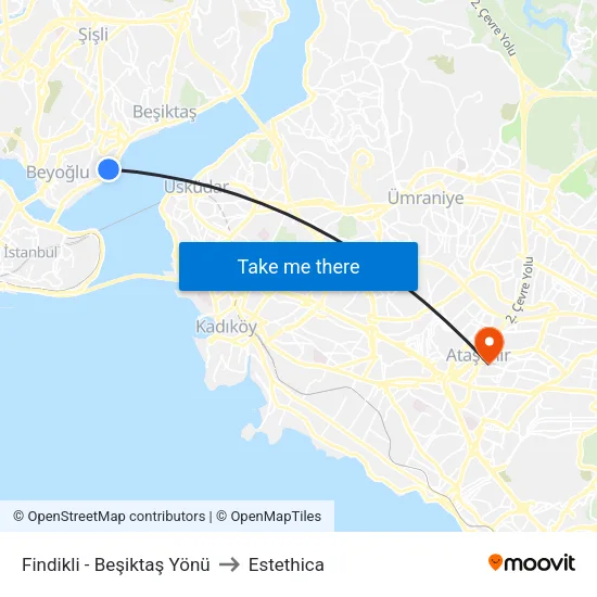 Fındıklı - Beşiktaş Yönü to Estethica map