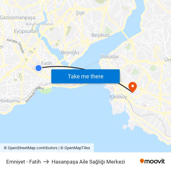 Emniyet - Fatih to Hasanpaşa Aile Sağlığı Merkezi map