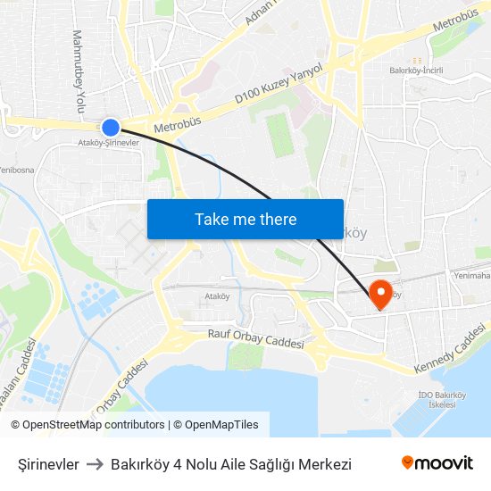 Şirinevler to Bakırköy 4 Nolu Aile Sağlığı Merkezi map