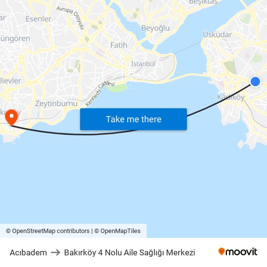 Acıbadem to Bakırköy 4 Nolu Aile Sağlığı Merkezi map