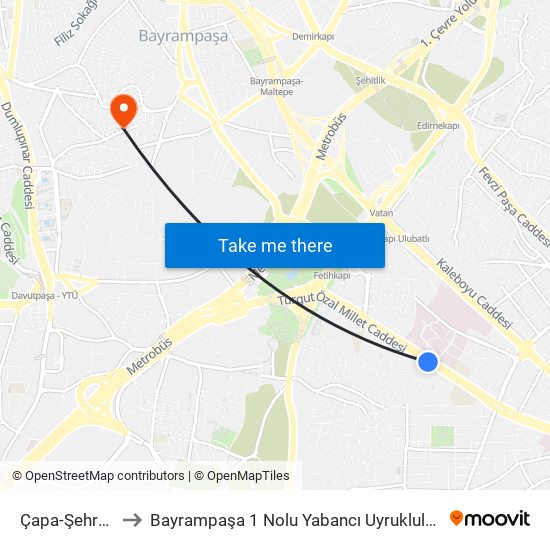 Çapa-Şehremini to Bayrampaşa 1 Nolu Yabancı Uyruklular Polikliniği map