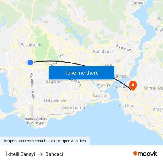 İkitelli Sanayi to Bahceci map