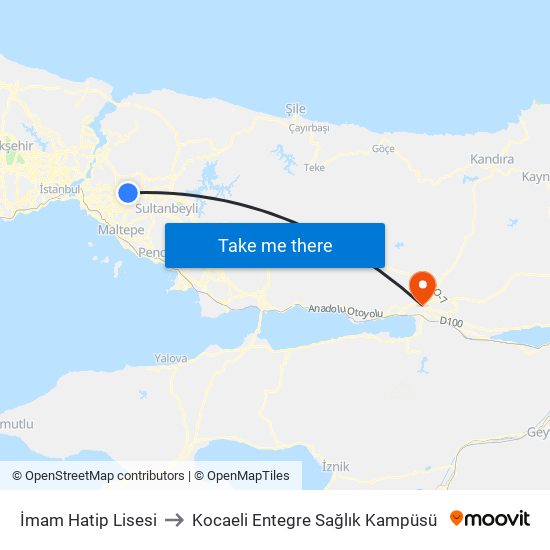 İmam Hatip Lisesi to Kocaeli Entegre Sağlık Kampüsü map