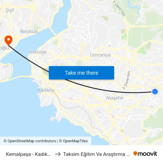 Kemalpaşa - Kadıköy Yönü to Taksim Eğitim Ve Araştırma Hastanesi map