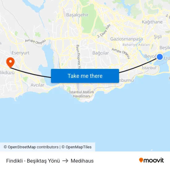 Fındıklı - Beşiktaş Yönü to Medihaus map