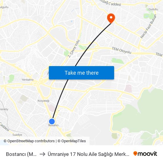 Bostancı (M4) to Ümraniye 17 Nolu Aile Sağlığı Merkezi map