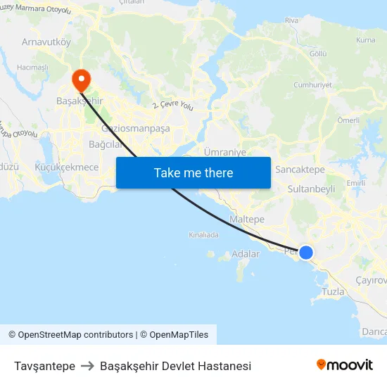 Tavşantepe to Başakşehir Devlet Hastanesi map