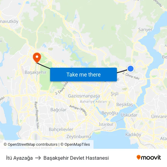 İtü Ayazağa to Başakşehir Devlet Hastanesi map
