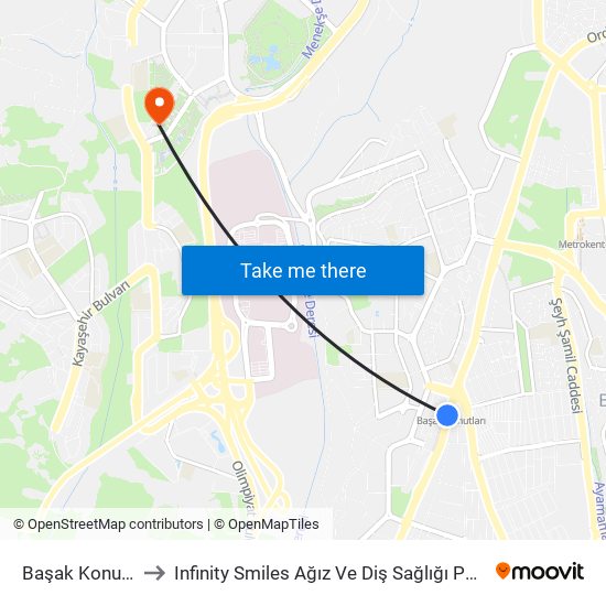 Başak Konutları to Infinity Smiles Ağız Ve Diş Sağlığı Polikliniği map