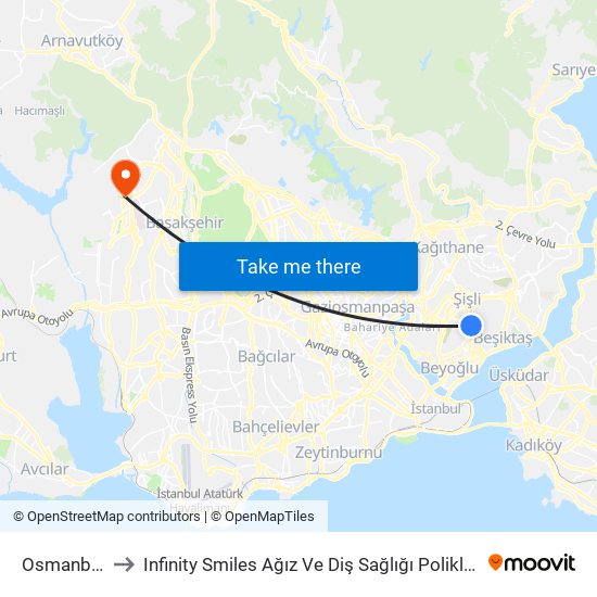 Osmanbey to Infinity Smiles Ağız Ve Diş Sağlığı Polikliniği map