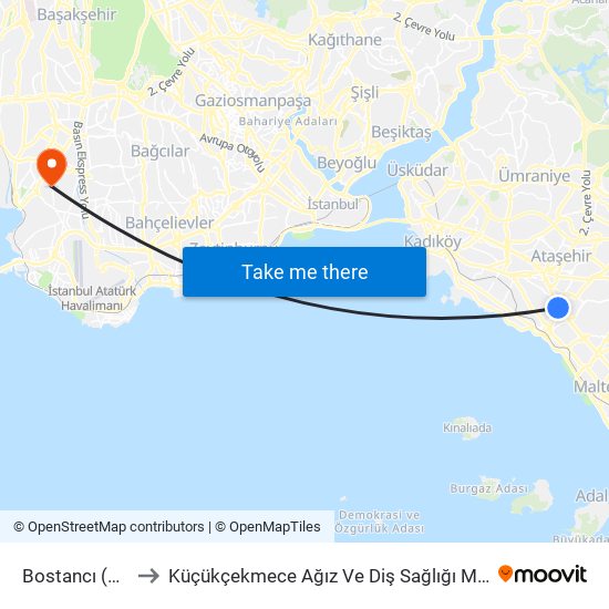 Bostancı (M4) to Küçükçekmece Ağız Ve Diş Sağlığı Merkezi map
