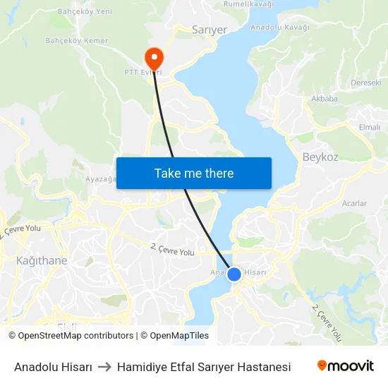 Anadolu Hisarı to Hamidiye Etfal Sarıyer Hastanesi map
