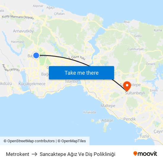 Metrokent to Sancaktepe Ağız Ve Diş Polikliniği map