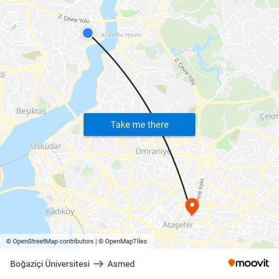 Boğaziçi Üniversitesi to Asmed map