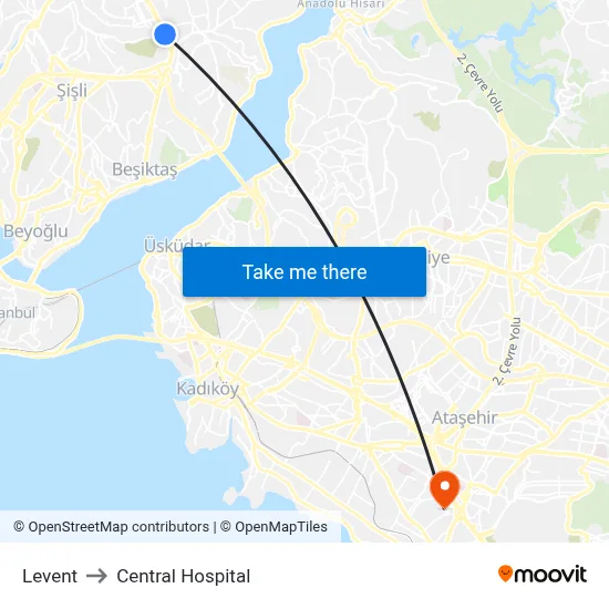 Levent to Central Hospital map