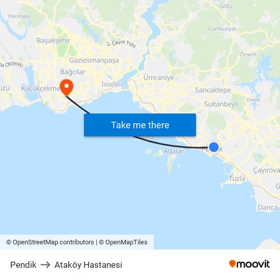 Pendik to Ataköy Hastanesi map