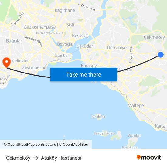 Çekmeköy to Ataköy Hastanesi map
