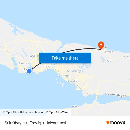 Şükrübey to Fmv Işık Üniversitesi map