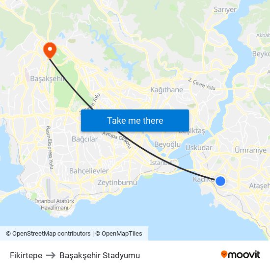 Fikirtepe to Başakşehir Stadyumu map