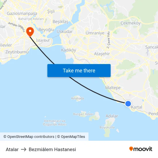 Atalar to Bezmiâlem Hastanesi map